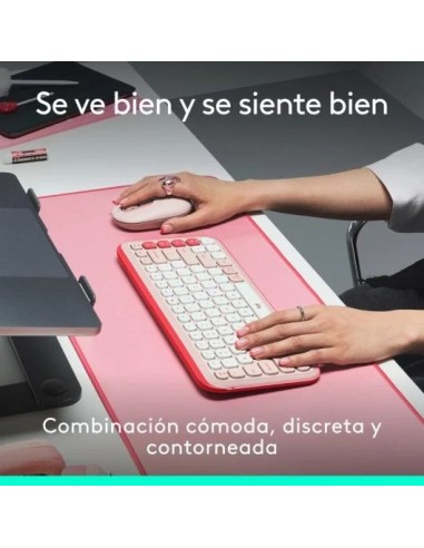 TECLADO + RATON LOGITECH POP ICON WIRELESS ROSE/WHITE