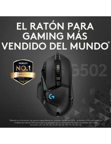 RATON GAMING LOGITECH G502 HERO OPTICO USB RGB BLACK