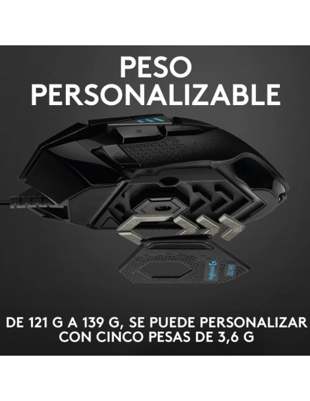 RATON GAMING LOGITECH G502 HERO OPTICO USB RGB BLACK