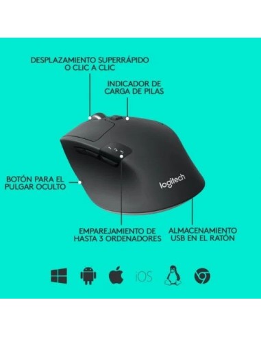 RATON LOGITECH TRIATHLON M720 WIRELESS BLUETOOTH 1000DPI BLACK