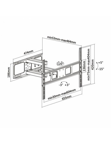 SOPORTE PARED TV MONITOR AISENS 37-70 40KG INCLINABLE/GIRATORIO