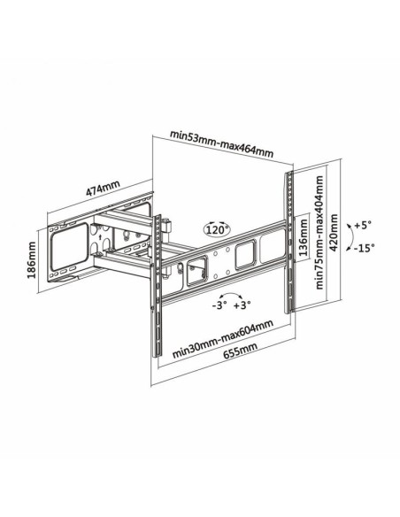 SOPORTE PARED TV MONITOR AISENS 37-70 40KG INCLINABLE/GIRATORIO