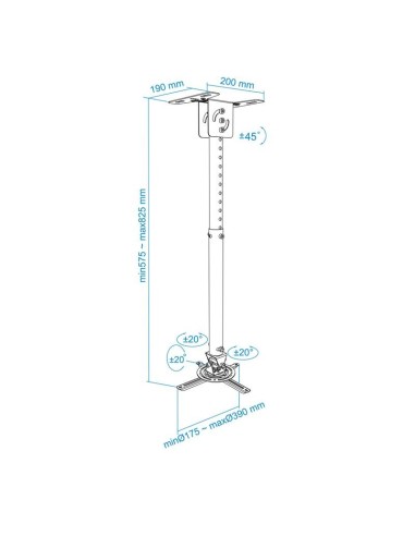 SOPORTE PROYECTOR TOOQ TECHO GIRATORIO E INCLINABLE BLACK