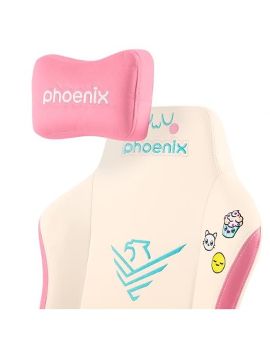SILLA GAMING PHOENIX NOVA CUERO CREAM EDITION WHITE/PINK