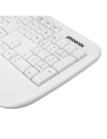 TECLADO PHOENIX K201 ERGONOMICO WIRELESS WHITE