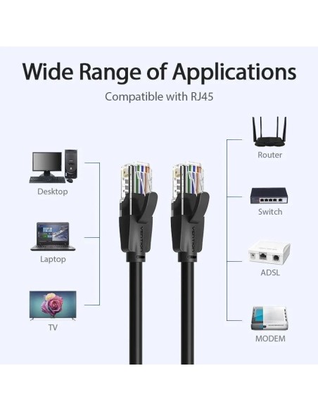 CABLE DE RED CAT.6 UTP 10M VENTION BLACK