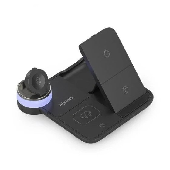 BASE CARGADOR AISENS SMARTPHONE/APPLE WATCH/AURICULARES WIRELESS 15W USB-C BLACK