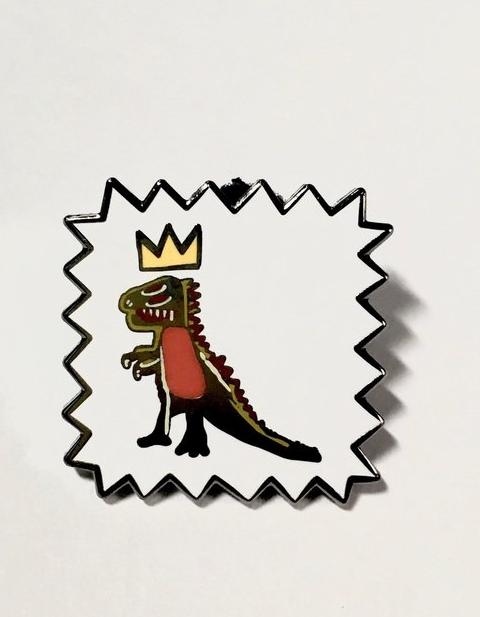 JEAN-MICHEL BASQUIAT CROWNED T-REX Label pin collector Museum MUUSEO  368942