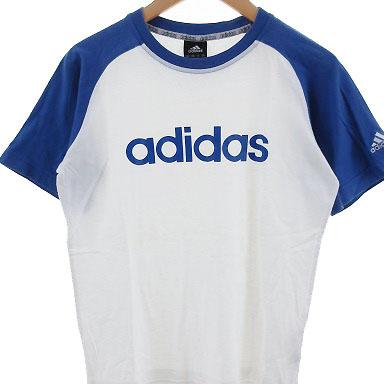 アディダス adidas Tシャツ 半袖 丸首 ロゴ コットン ホワイト 白 ブルー 青 140 キッズ 155-901905030051  ベクトルパーク