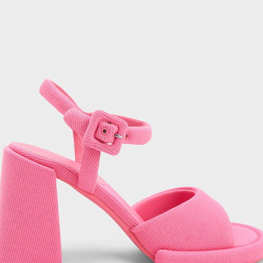 ウーブン トラペーズヒールバックルサンダル （Pink） -CHARLES KEITH (チャールズアンドキース) 公式通販