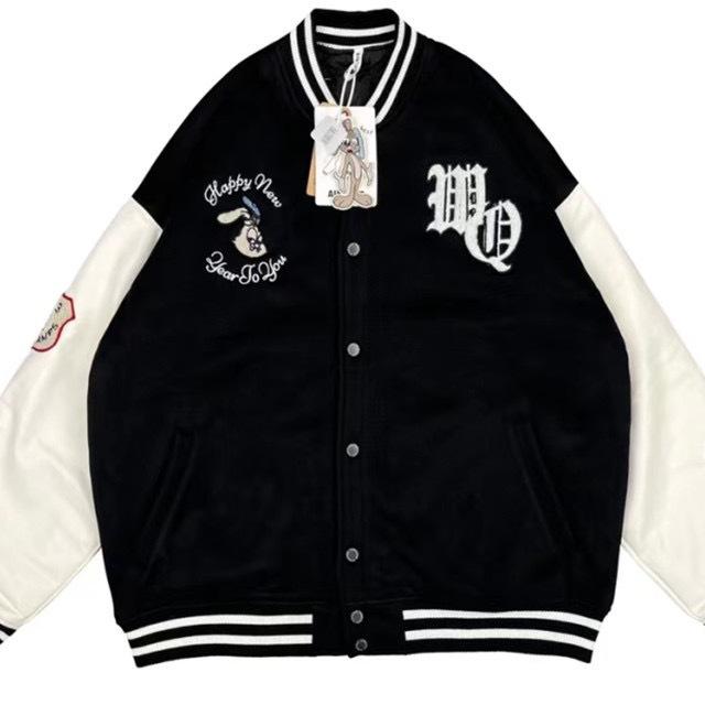 rabbit baseball embroidery BASEBALL JACKET baseball uniform jacket blouson  ユニセックス 男女兼用 ラビット ウサギ野球刺繍スタジアムジャンパー スタジャン MA-1 ボンバー ジャケット ブルゾン CREA WEB  SHOP |クレアウェブショップ